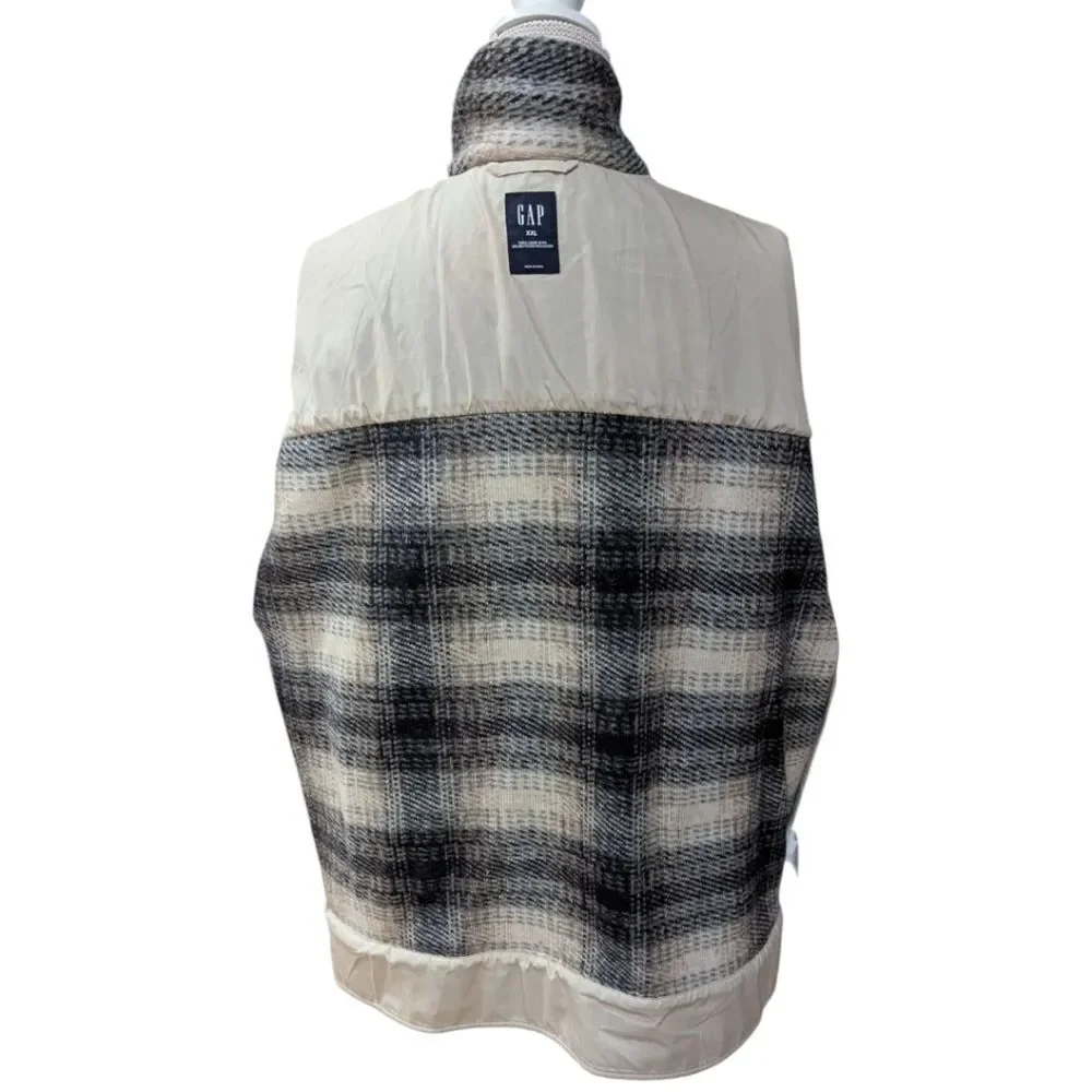 Gap Women's 2XL Wool Relaxed Shirt Jacket in neutral tan plaid